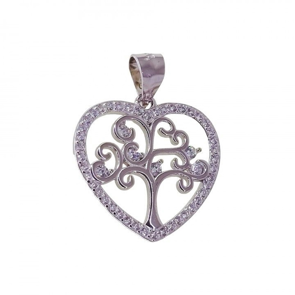 Colgante corazón Árbol de la vida de Plata con Circonitas