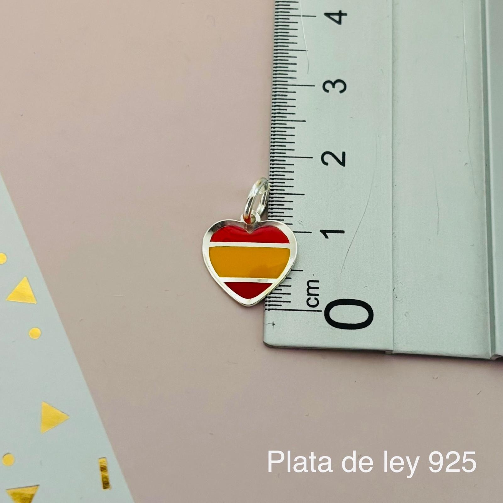 Colgante corazón bandera de España de Plata de ley 925 2