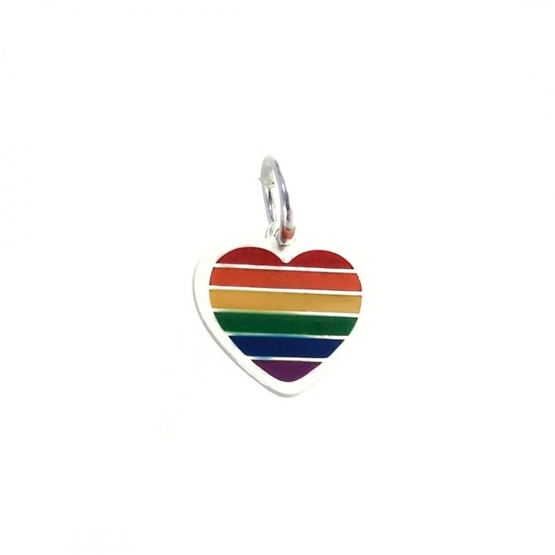 Colgante corazón bandera orgullo de Plata de ley