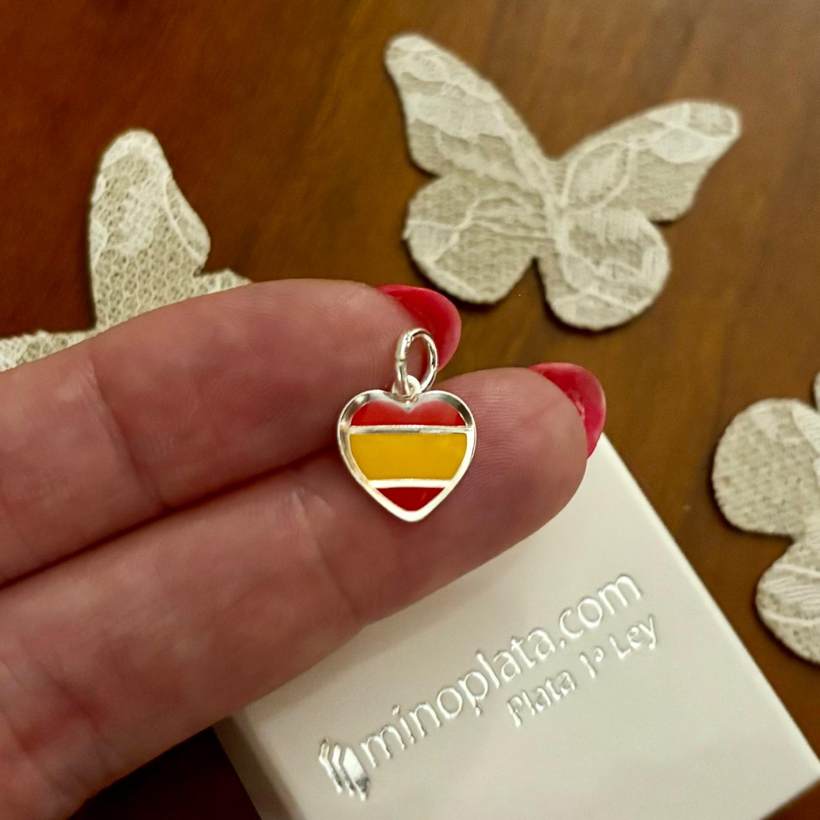 Colgante corazón bandera de España de Plata de ley 925 3