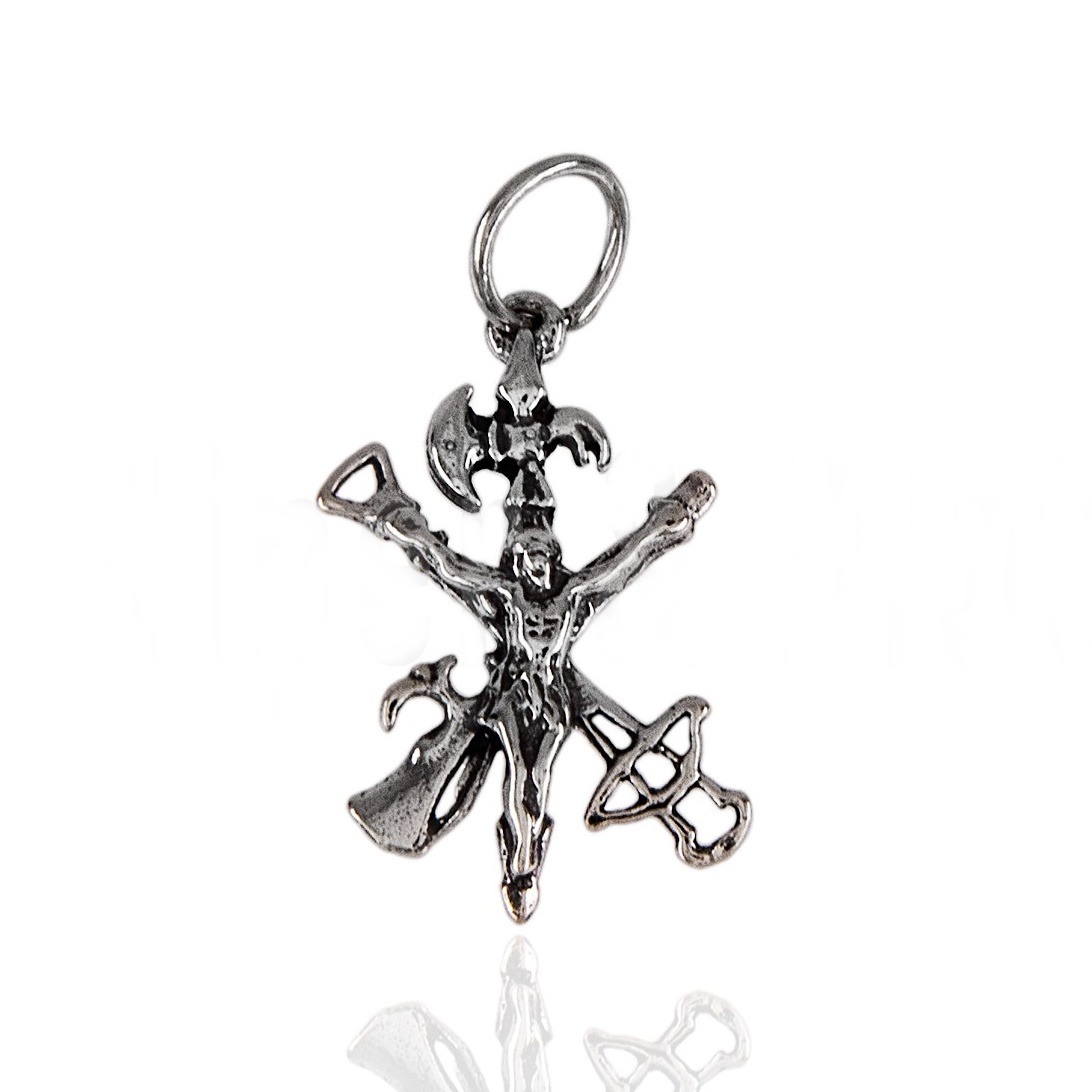 Colgante Cristo de la Legión en Plata de ley envejecida 24mm x 15mm