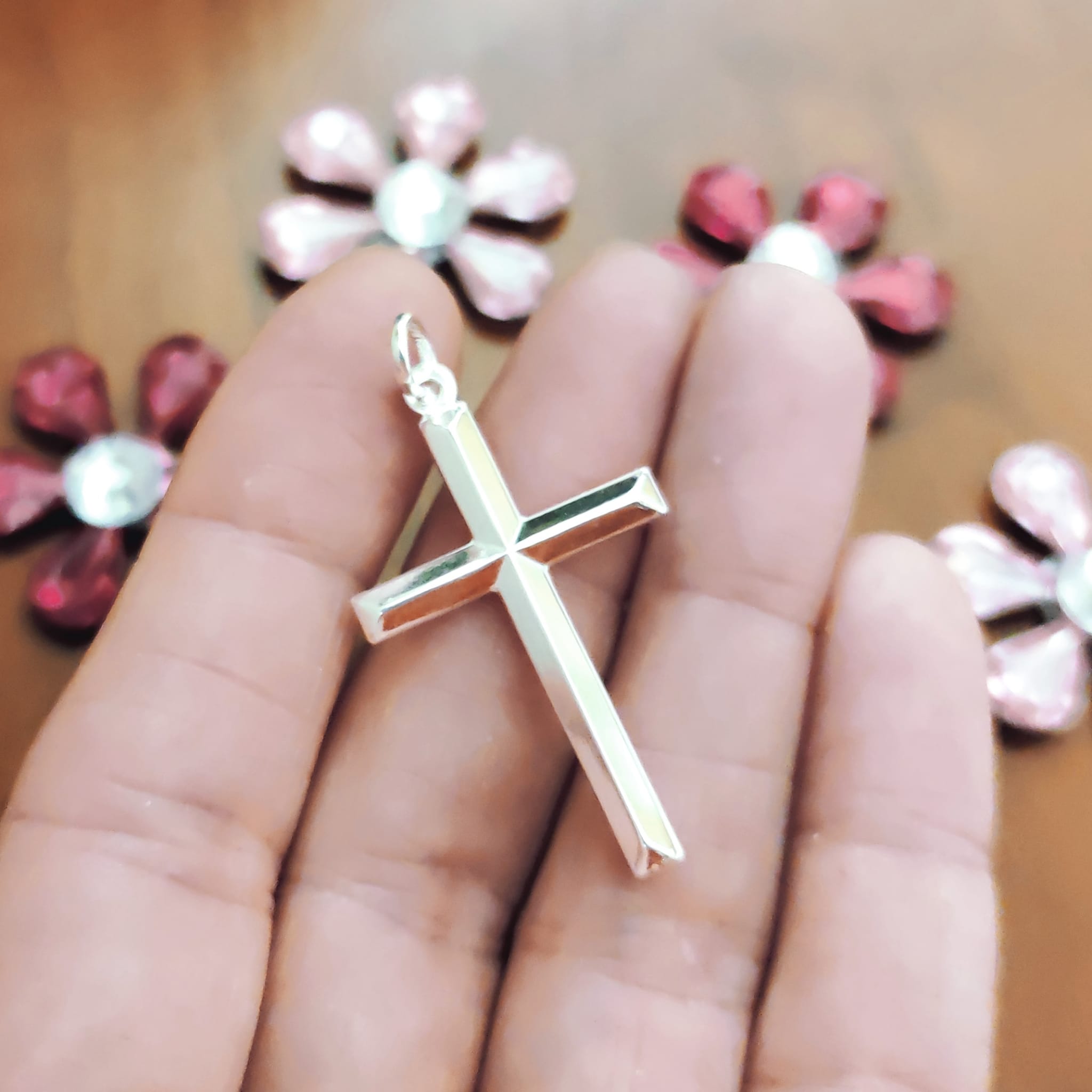 Crucifijo liso en Plata de ley 925 2