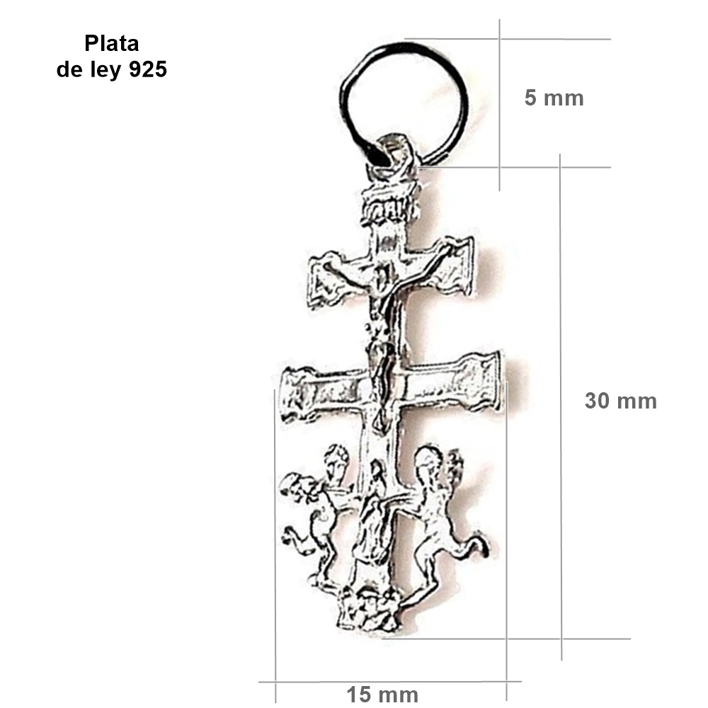 Colgante Cruz de Caravaca de Plata de ley 3 Cm.