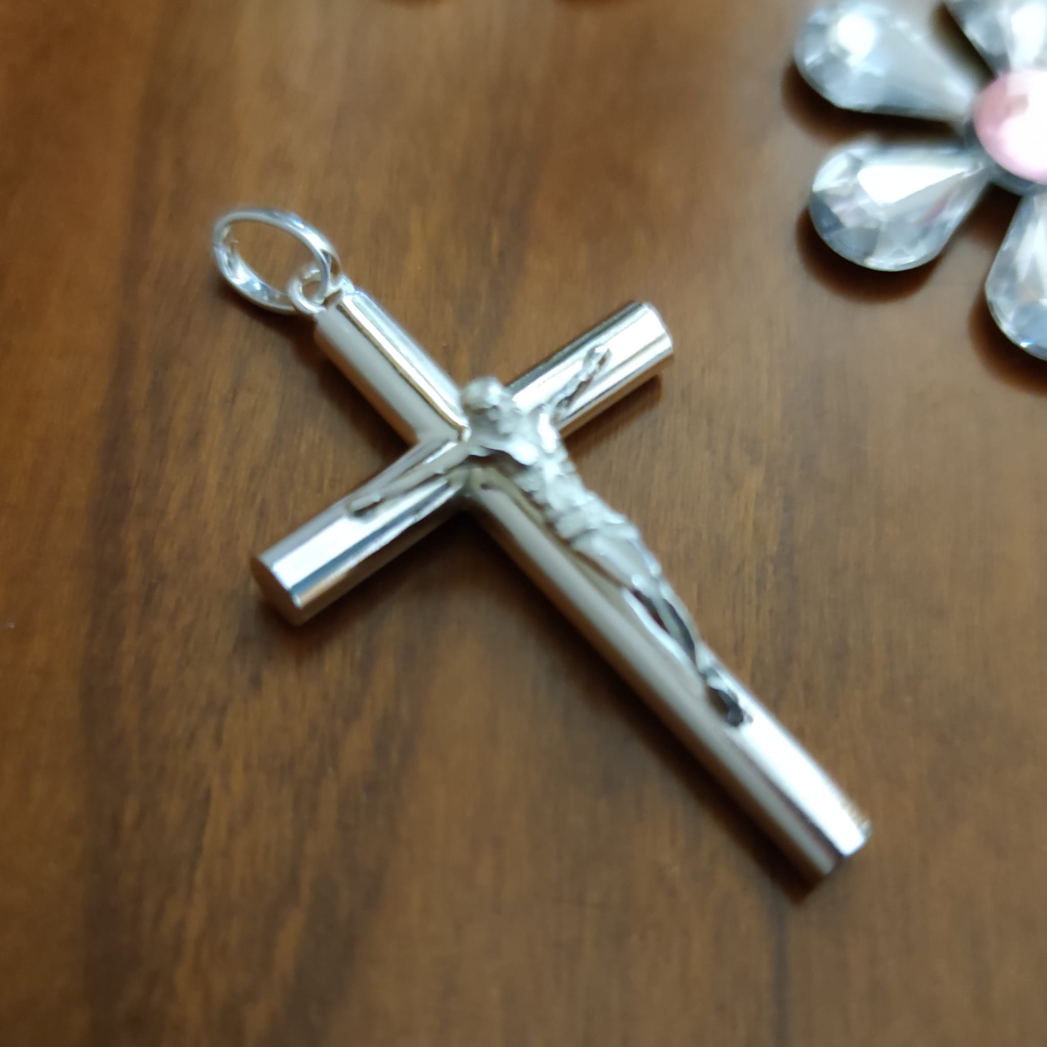 Crucifijo Cristo relieve de Plata de ley 1
