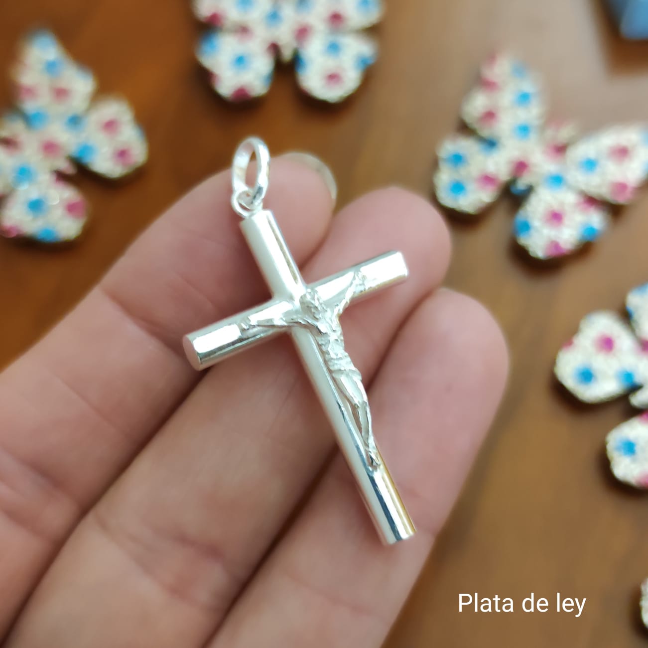 Crucifijo Cristo relieve de Plata de ley 2