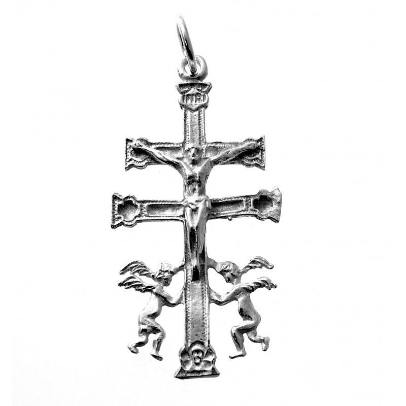 Cruz de Caravaca grande de Plata de ley 40 Mm.