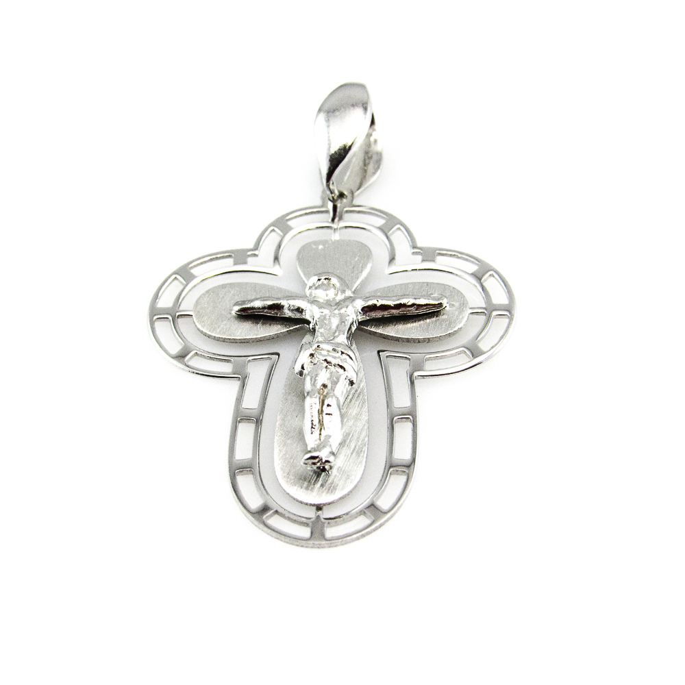 Cruz calada de Plata de ley rodiada