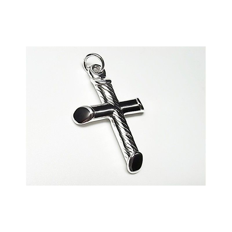 Colgante crucifijo de Plata de ley decorado 4,5 Cm.
