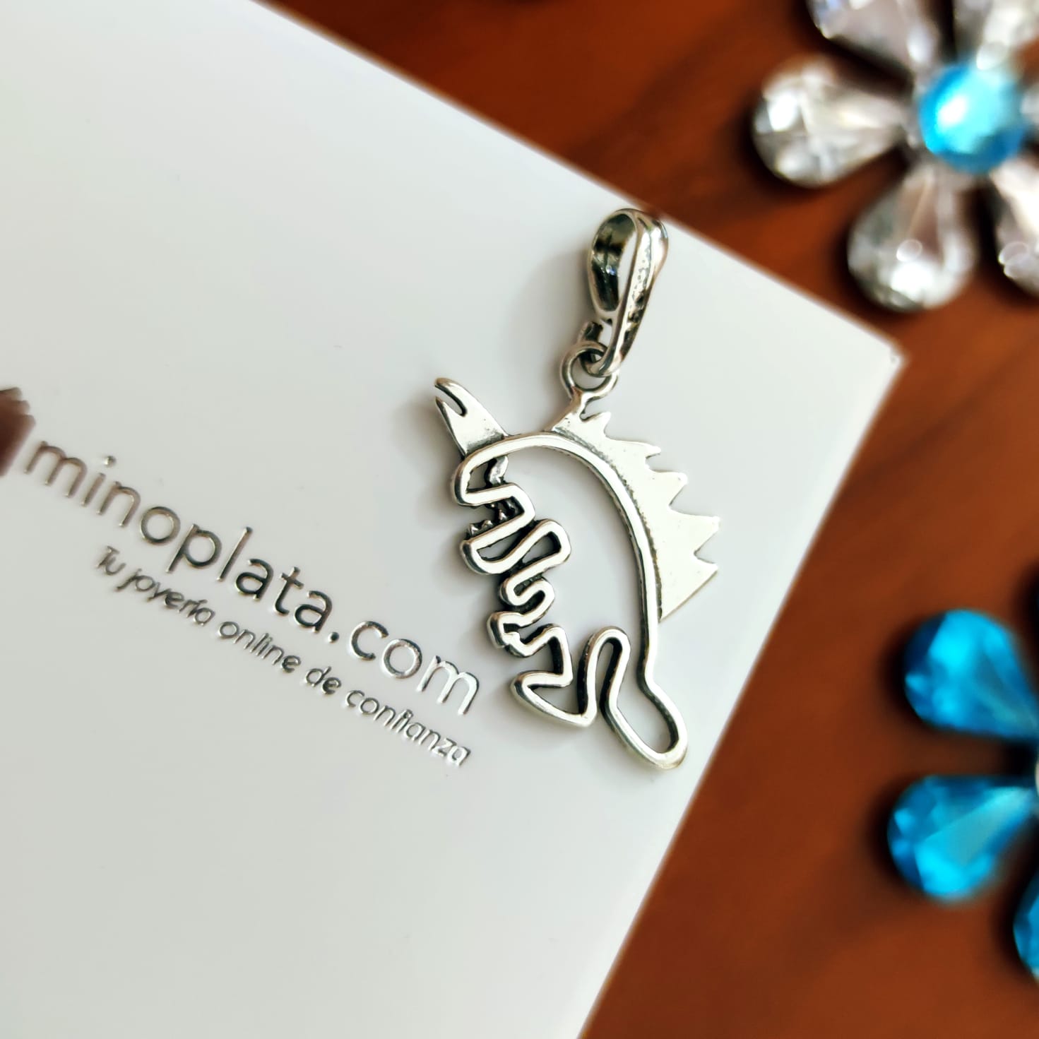 Dinosaurio Colgante de Plata de ley 2
