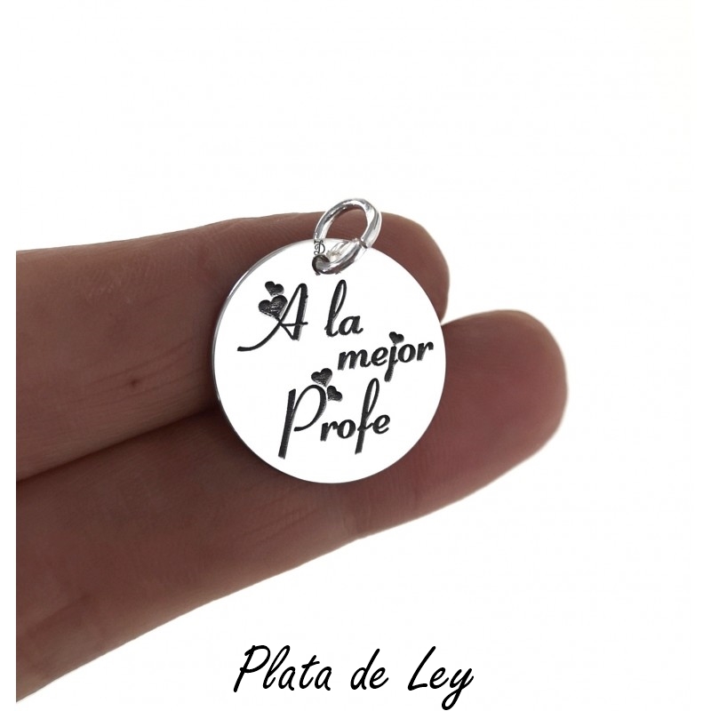 Colgante A la mejor profe de Plata de ley 925 18 Mm. 1
