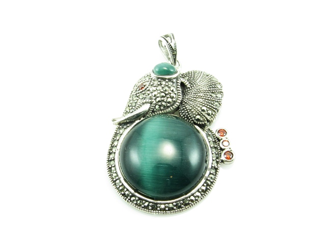 Colgante elefante en Plata india y piedras