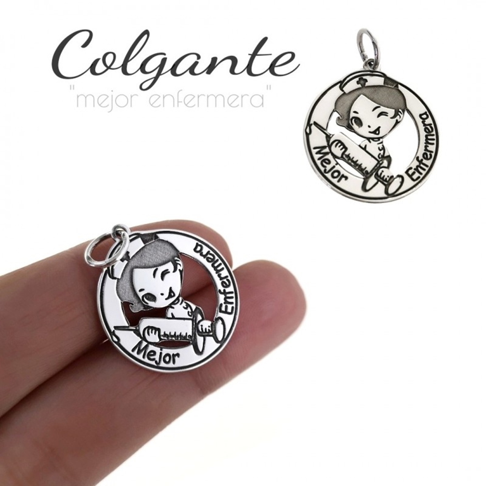 Colgante mejor enfermera de Plata de ley 20 Mm. 4