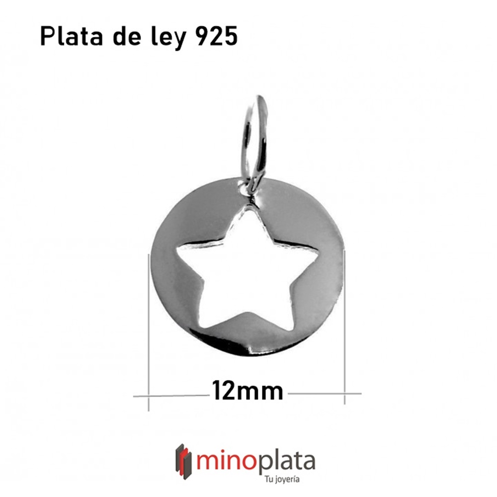 Colgante círculo con estrella calada de Plata de ley 1