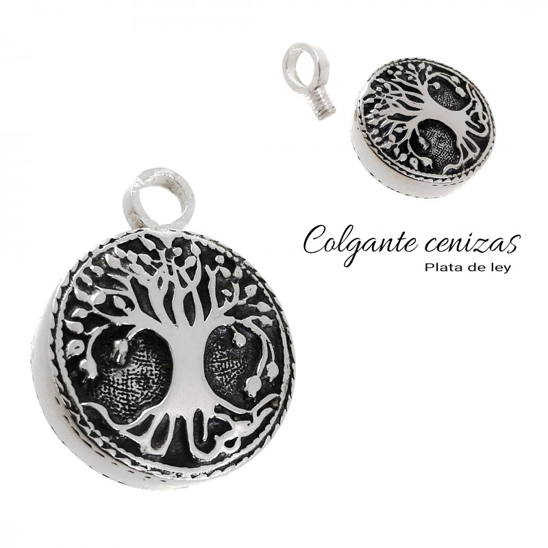 Colgante guarda cenizas Árbol de la Vida de Plata de ley vieja_1
