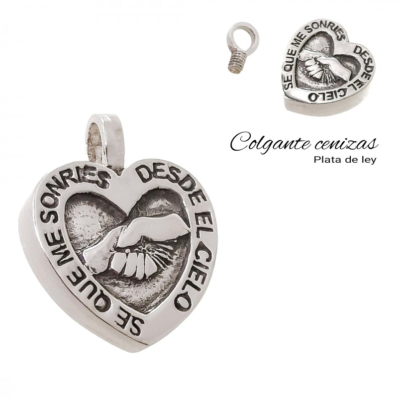 Colgante guarda cenizas corazón de Plata de ley 1