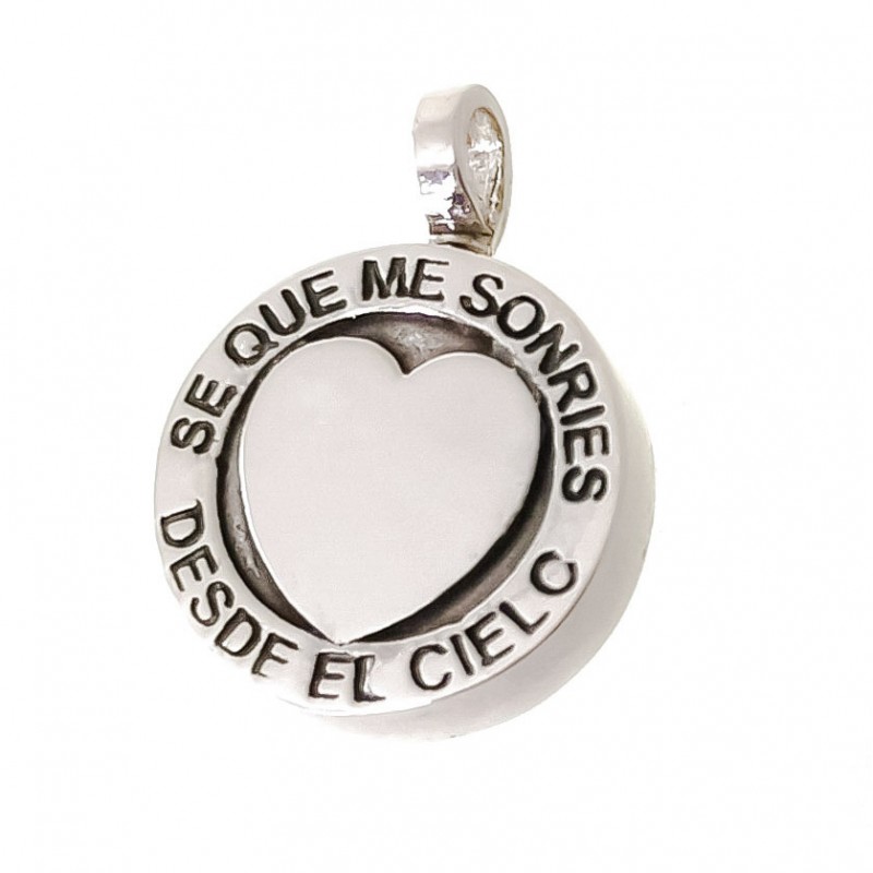 Colgante guarda cenizas de Plata de ley corazón frase grabada