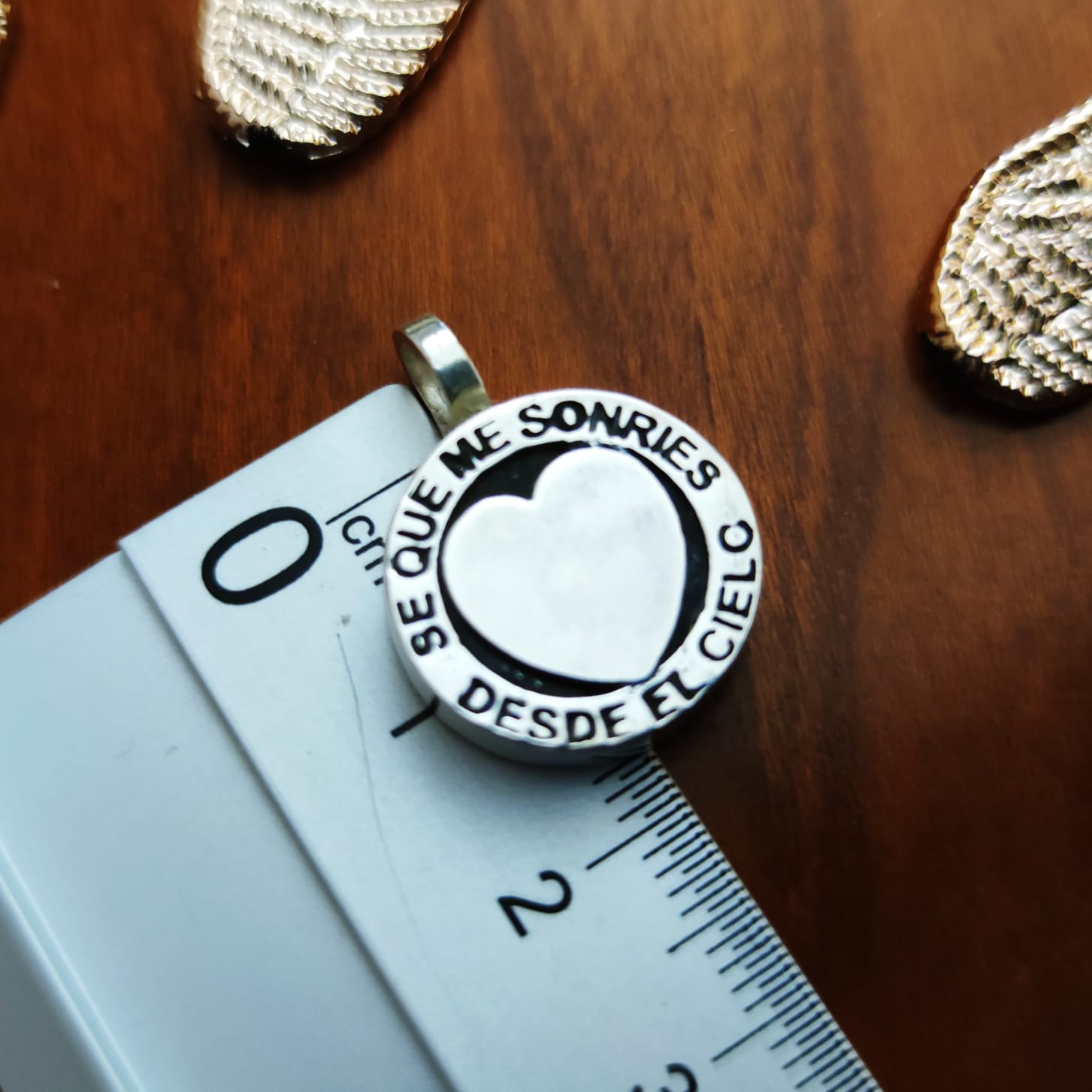 Colgante guarda cenizas de Plata de ley corazón frase grabada 2