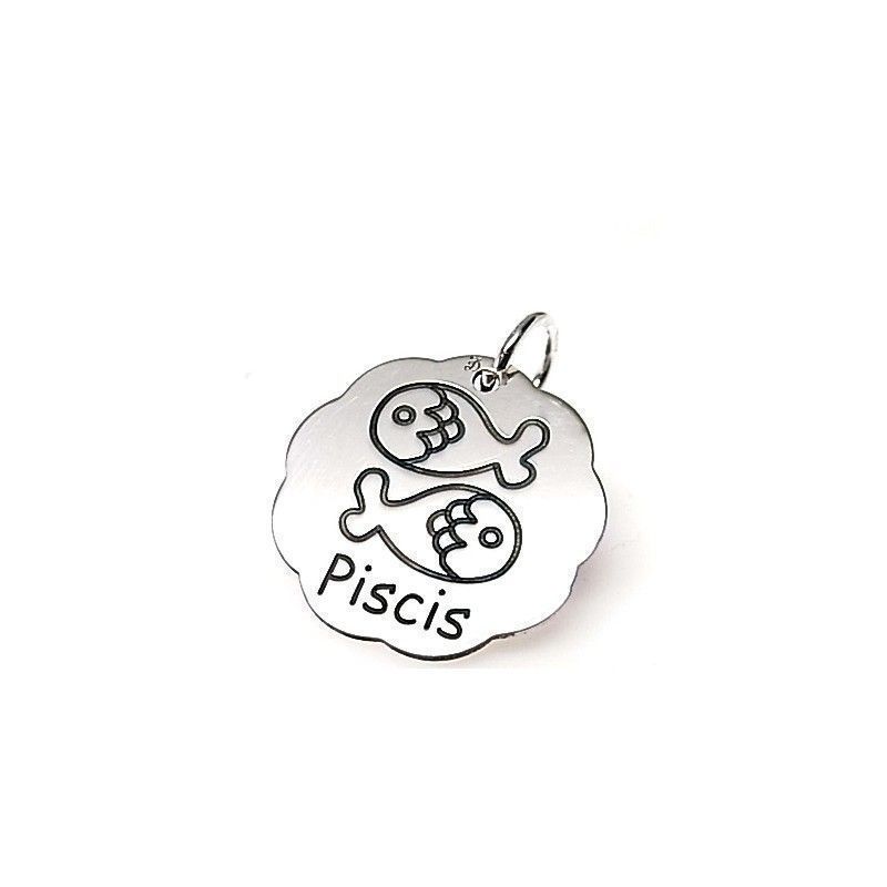 Colgante signo del zodiaco Piscis de Plata de ley