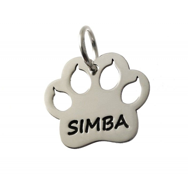 Colgante huella de gato de Plata de ley personalizada con nombre