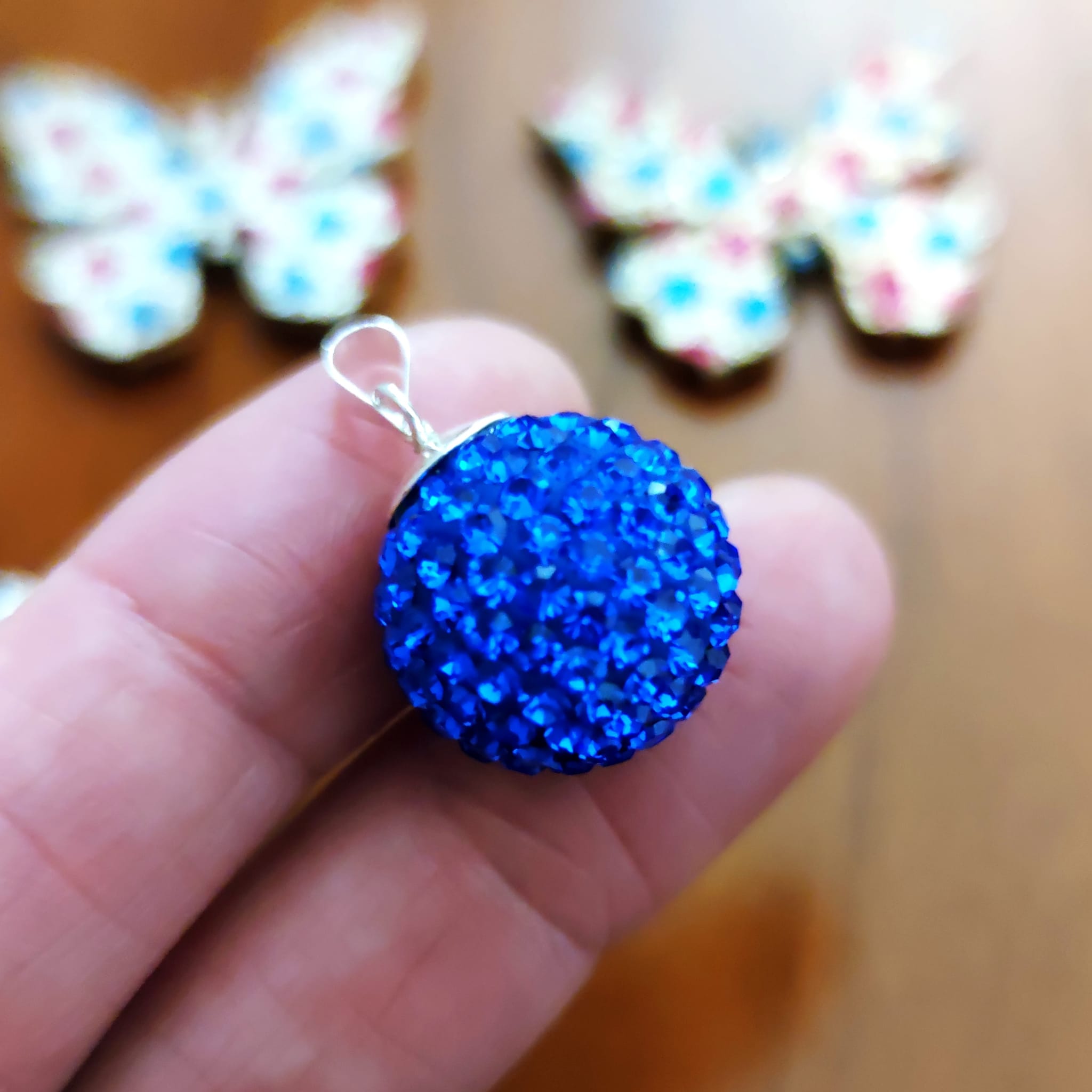 Llamador de Angel Plata y Cristal Azul 16 Mm. 2