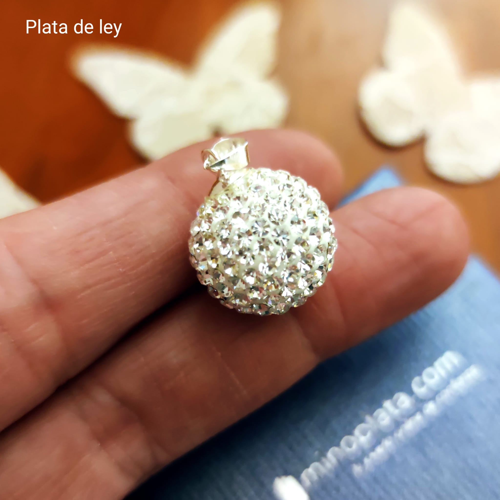 Llamador de Angel Plata y Cristal Blanco 16 Mm. 1