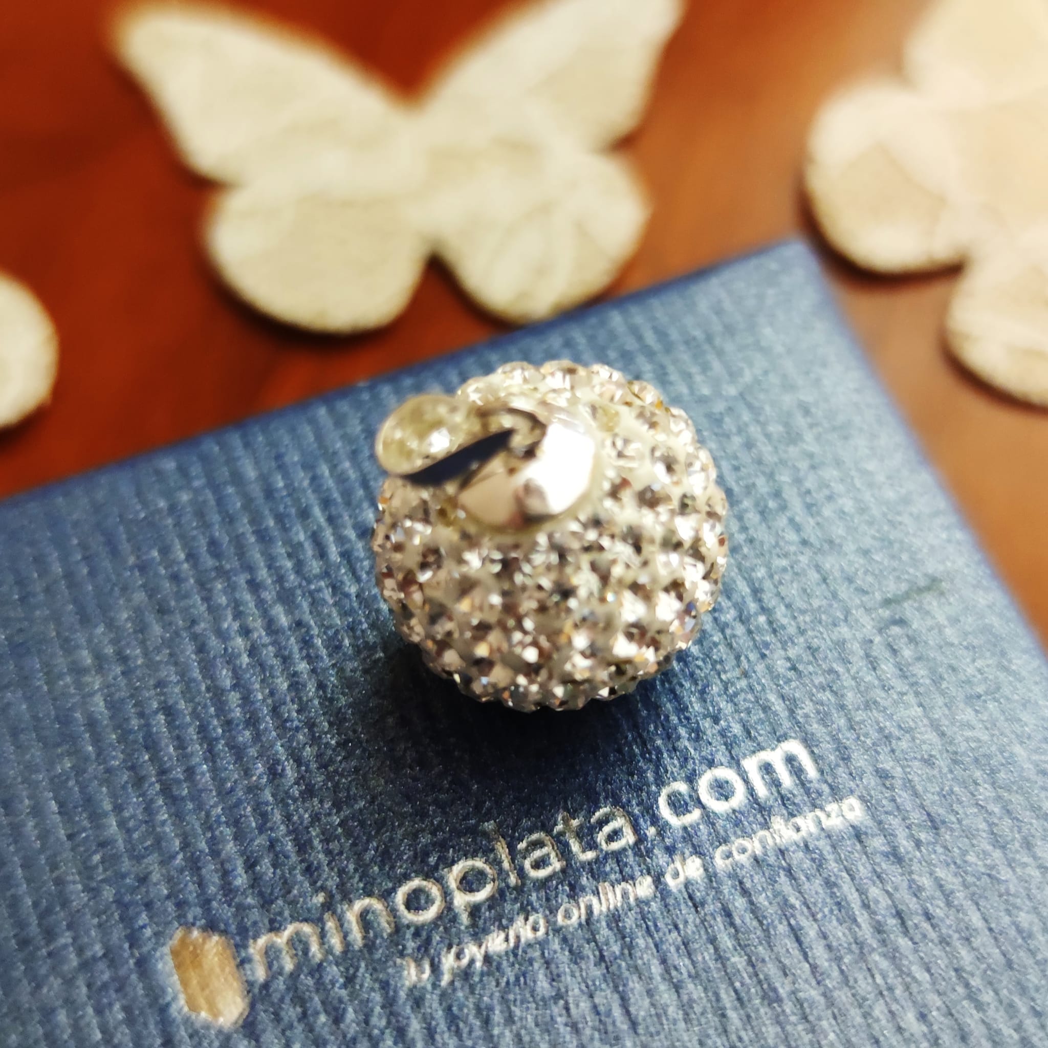 Llamador de Angel Plata y Cristal Blanco 16 Mm. 2