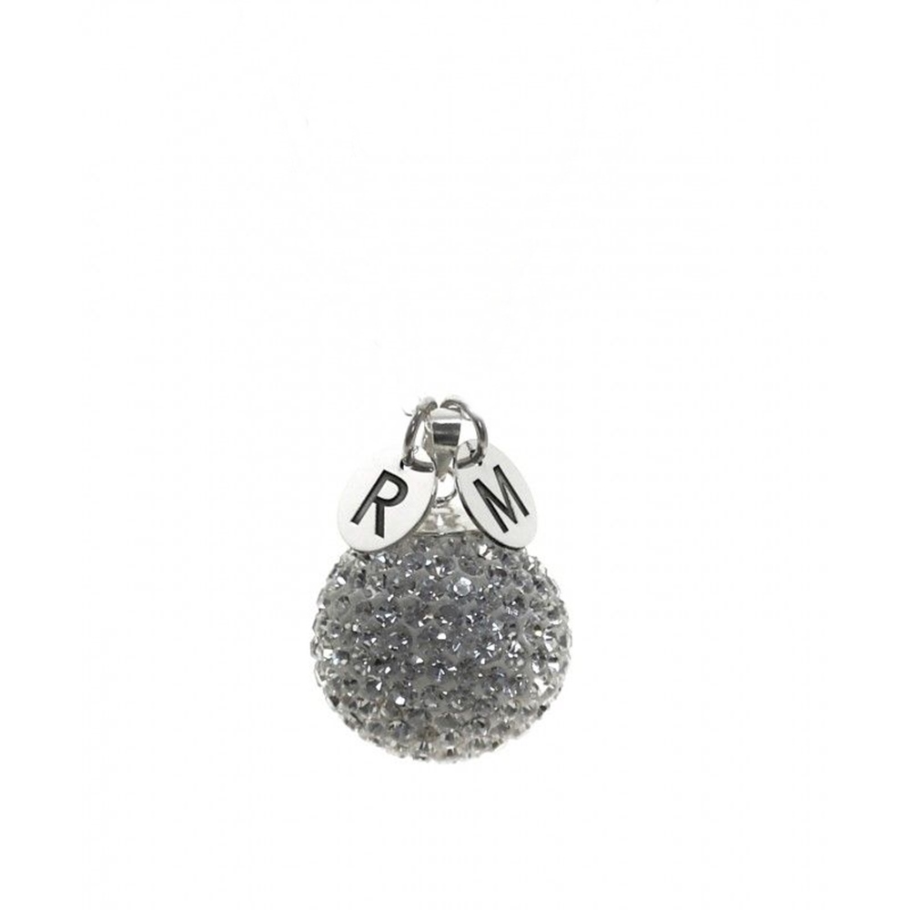 Llamador de Ángeles 20 Mm. blanco personalizado iniciales Plata