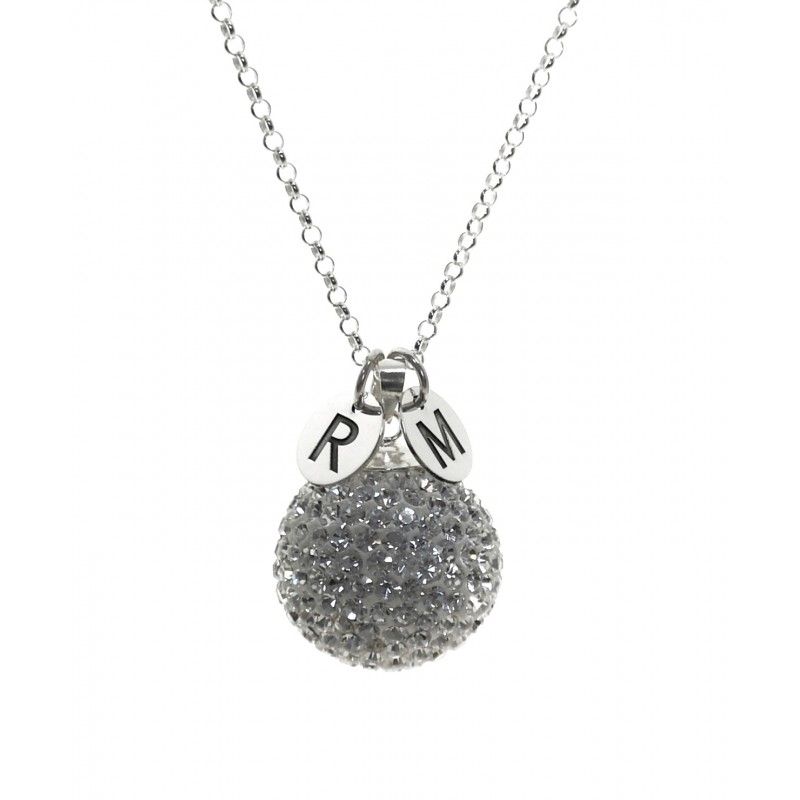 Llamador de Ángeles 20 Mm. blanco personalizado iniciales Plata 1