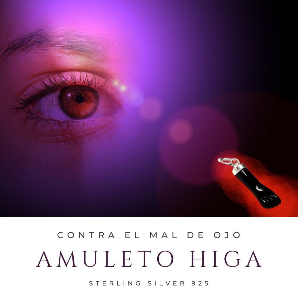 Colgante higa puño negro en Plata de ley 5
