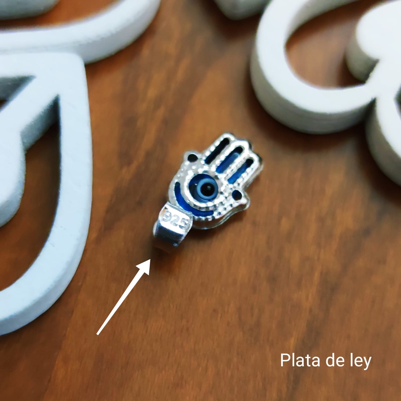 Colgante Mano de Fátima Ojo Turco pequeño de Plata de ley 2