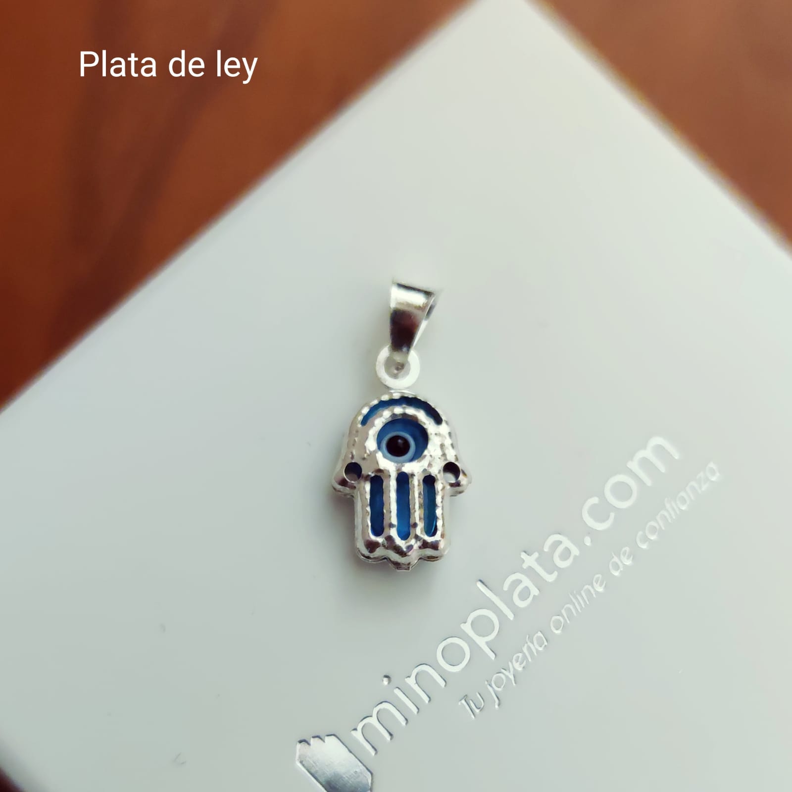 Colgante Mano de Fátima Ojo Turco pequeño de Plata de ley 3