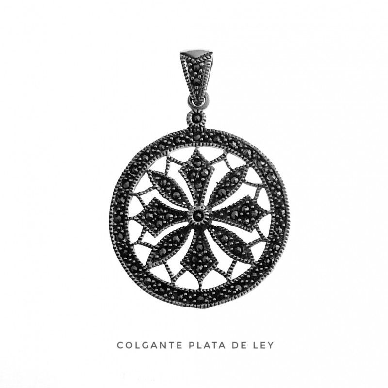 Colgante calado de Plata vieja con Marcasitas