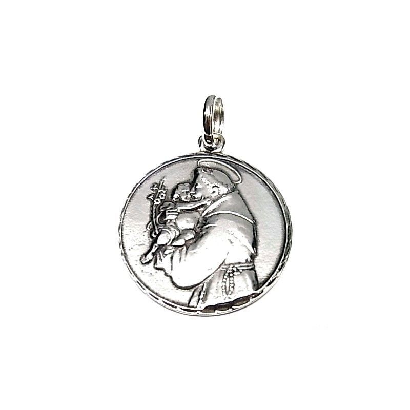 Colgante medalla San Antonio de Plata de ley 28 Mm.