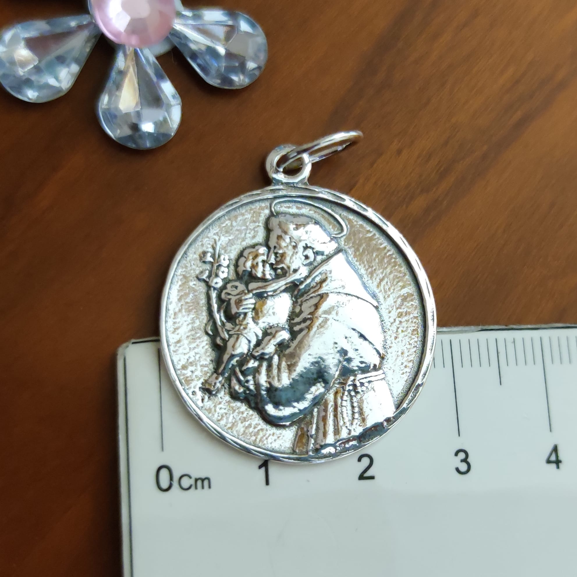 Colgante medalla San Antonio de Plata de ley 28 Mm. 1