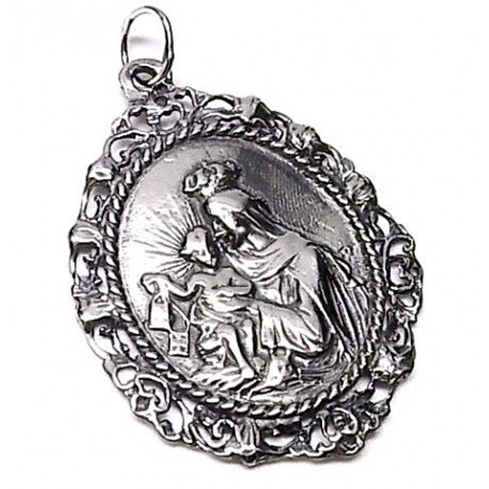 Medalla Virgen del Carmen de Plata de ley envejecida y calada
