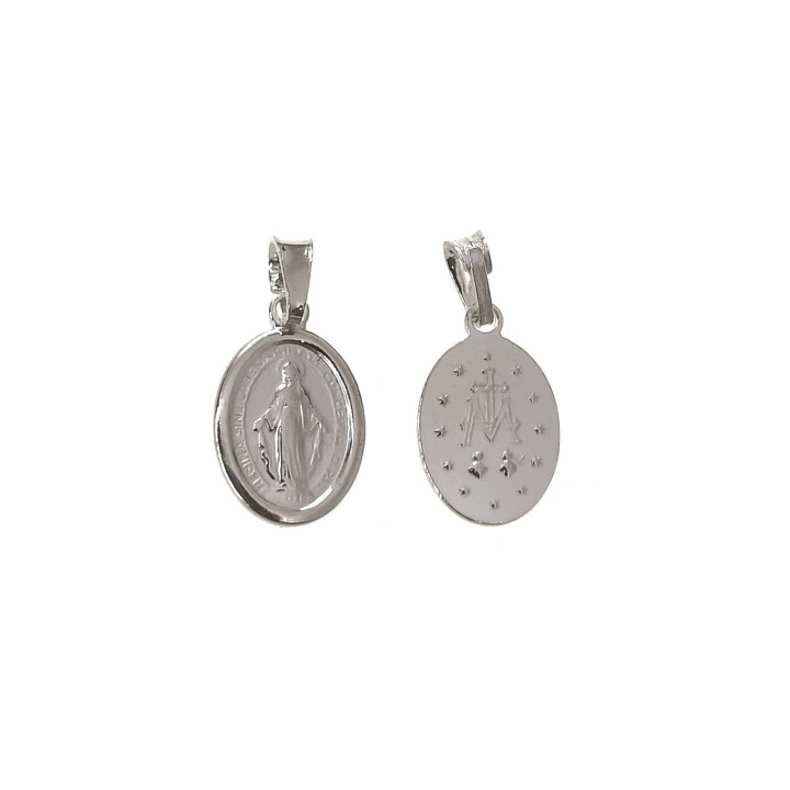 Medalla pequeña Virgen Milagrosa de Plata de ley 925 8mmx10mm