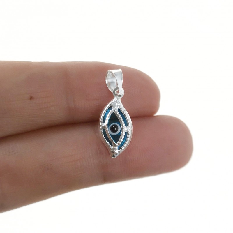 Colgante Ojo turco Azul de Plata de ley 13 Mm. x 7 Mm. 1