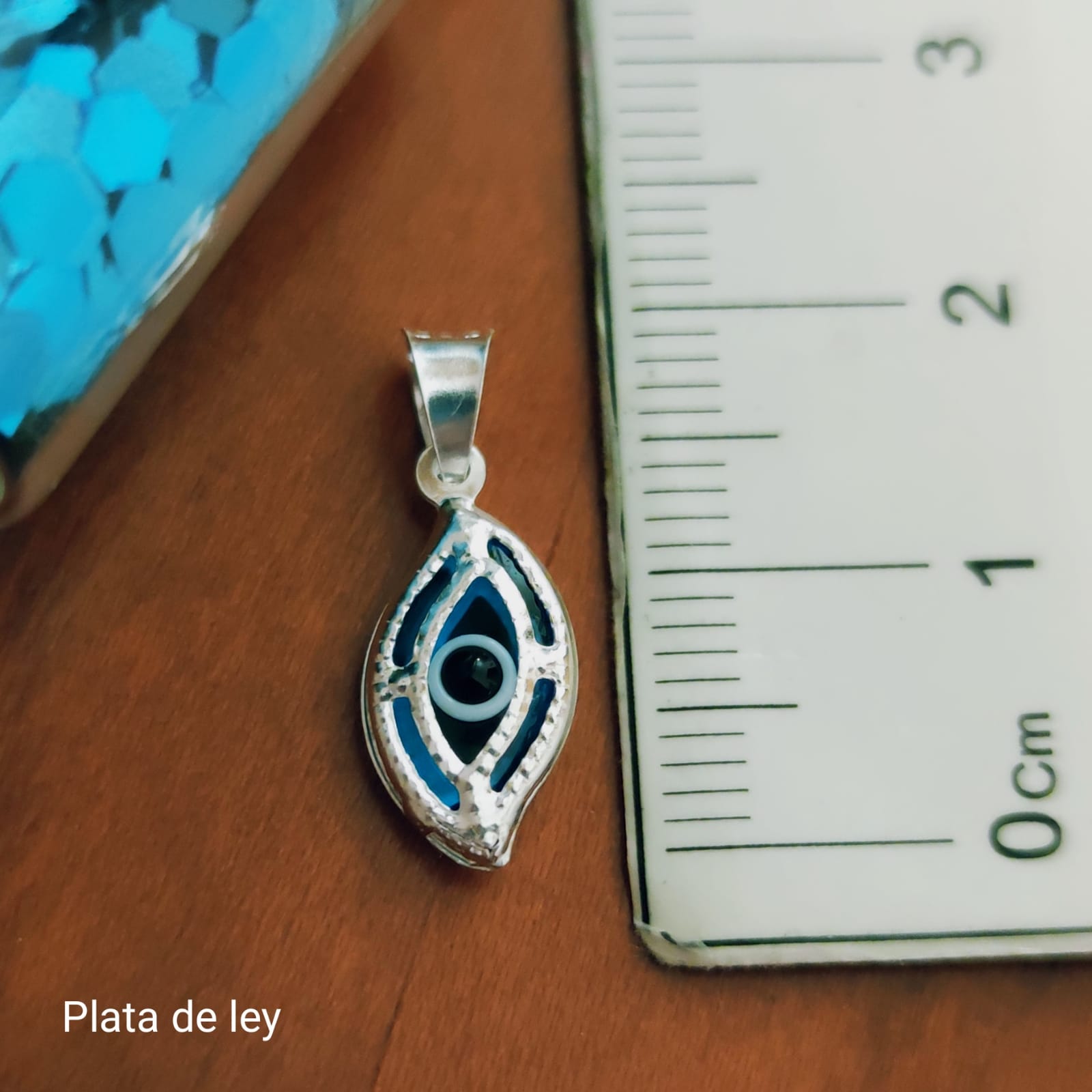 Colgante Ojo turco Azul de Plata de ley 13 Mm. x 7 Mm. 2