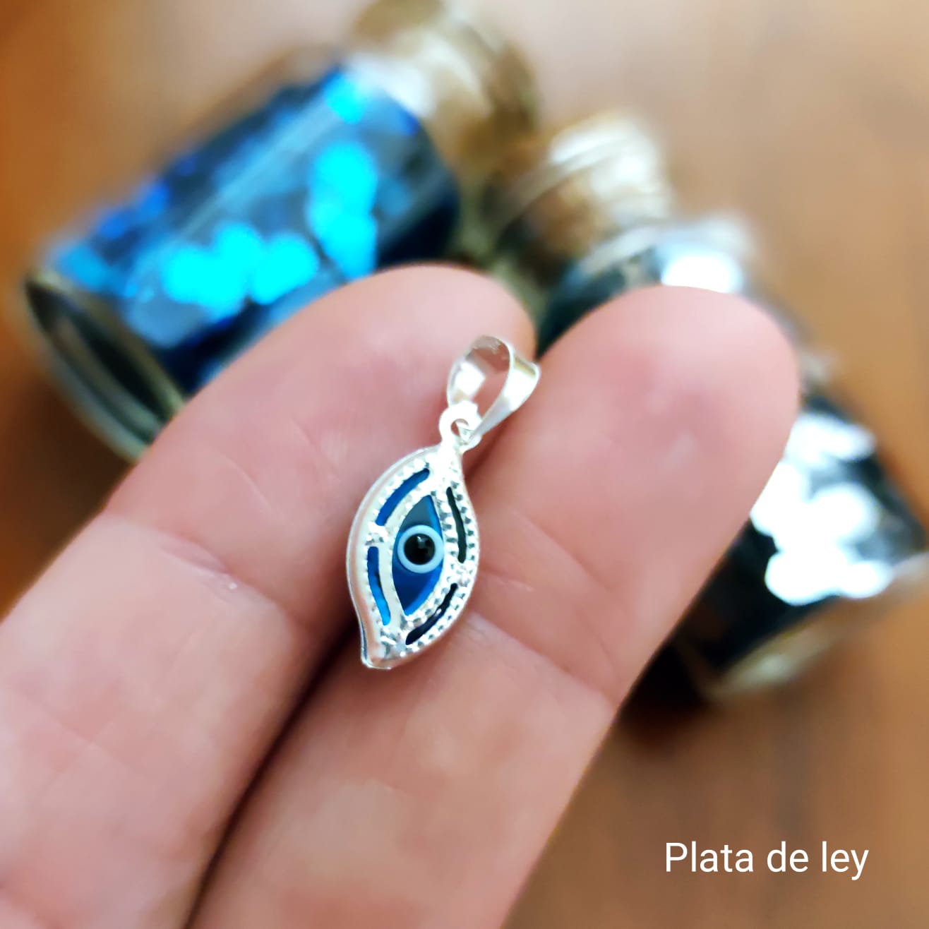 Colgante Ojo turco Azul de Plata de ley 13 Mm. x 7 Mm. 3