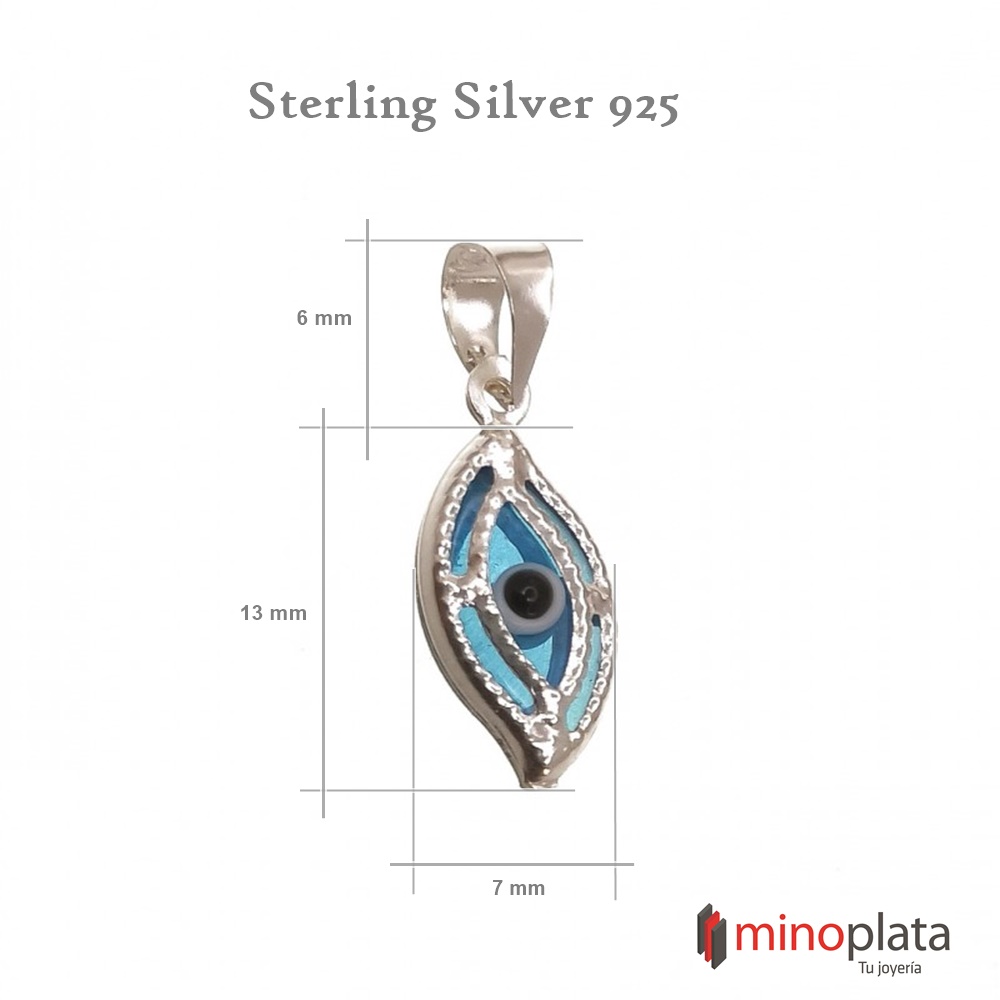 Colgante Ojo turco Azul de Plata de ley 13 Mm. x 7 Mm. 4