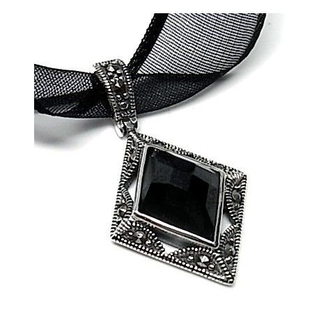 Colgante de Plata vieja con Ónix y Marquesitas 1