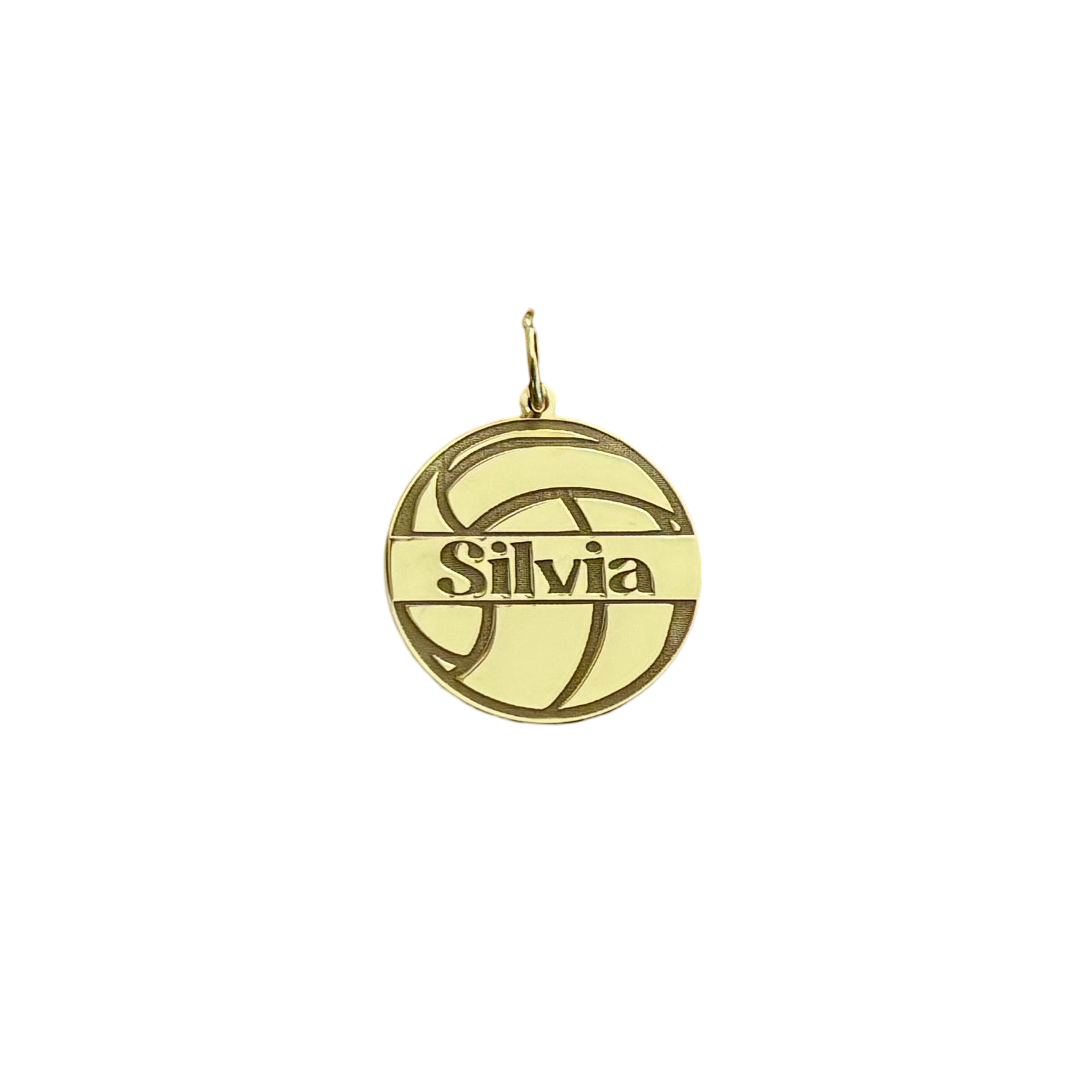 Colgante balón de Voleibol de Plata de ley chapada en Oro con nombre personalizado