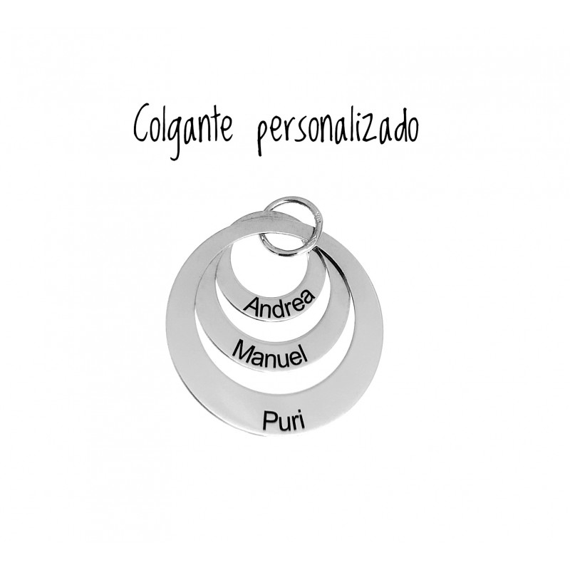 Colgante tres aros de Plata de ley personalizado