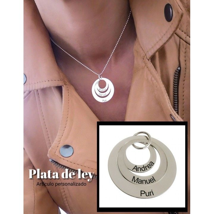 Colgante tres aros de Plata de ley personalizado