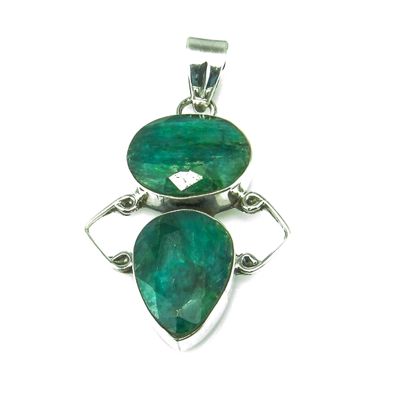 Colgante de Plata de ley y piedra Agatha verde