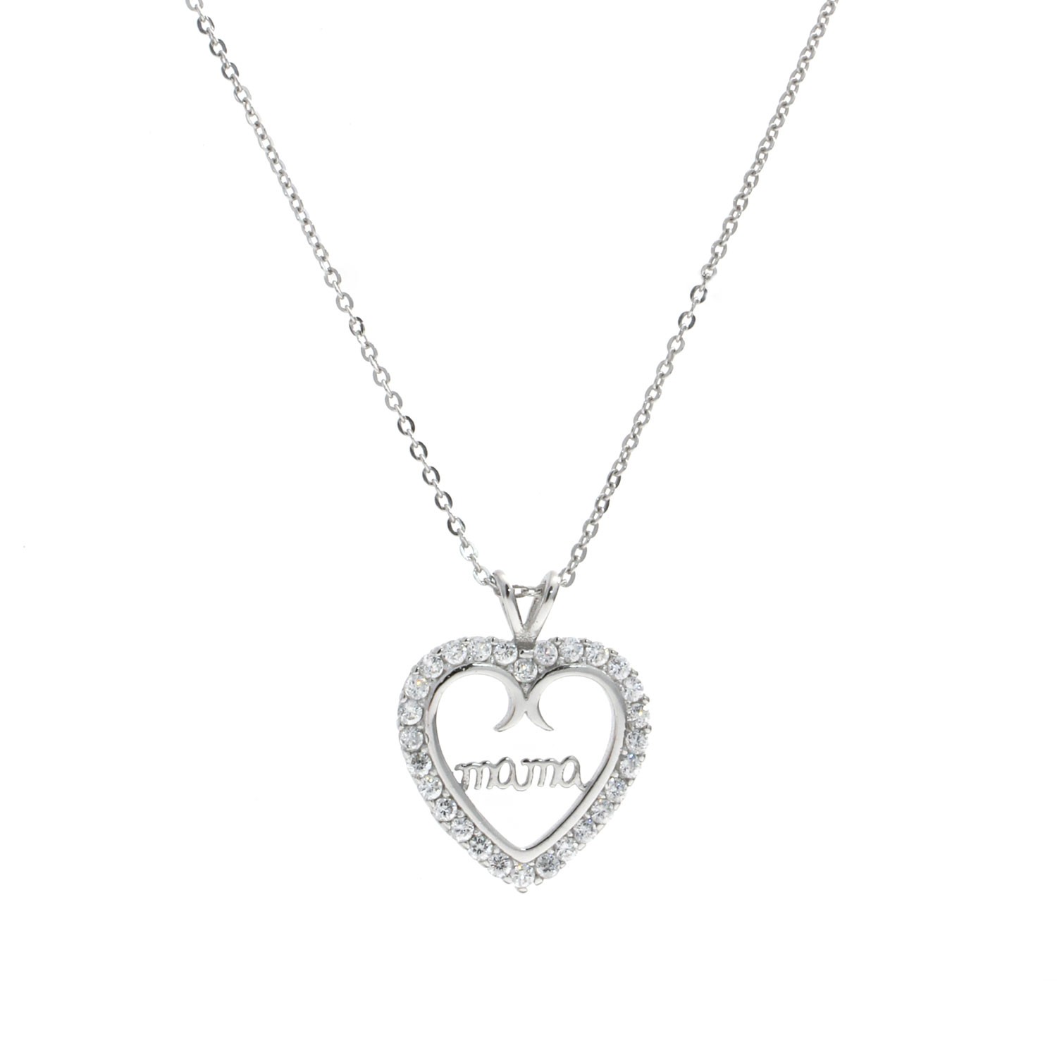 Gargantilla mamá corazón con circonitas de Plata rodiada