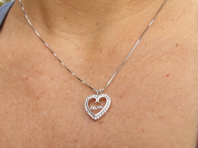 Gargantilla mamá corazón con circonitas de Plata rodiada 1