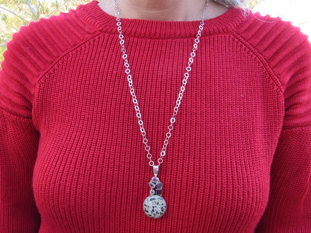Colgante Plata con círculo de piedra 1