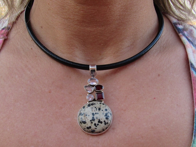 Colgante Plata con círculo de piedra 2