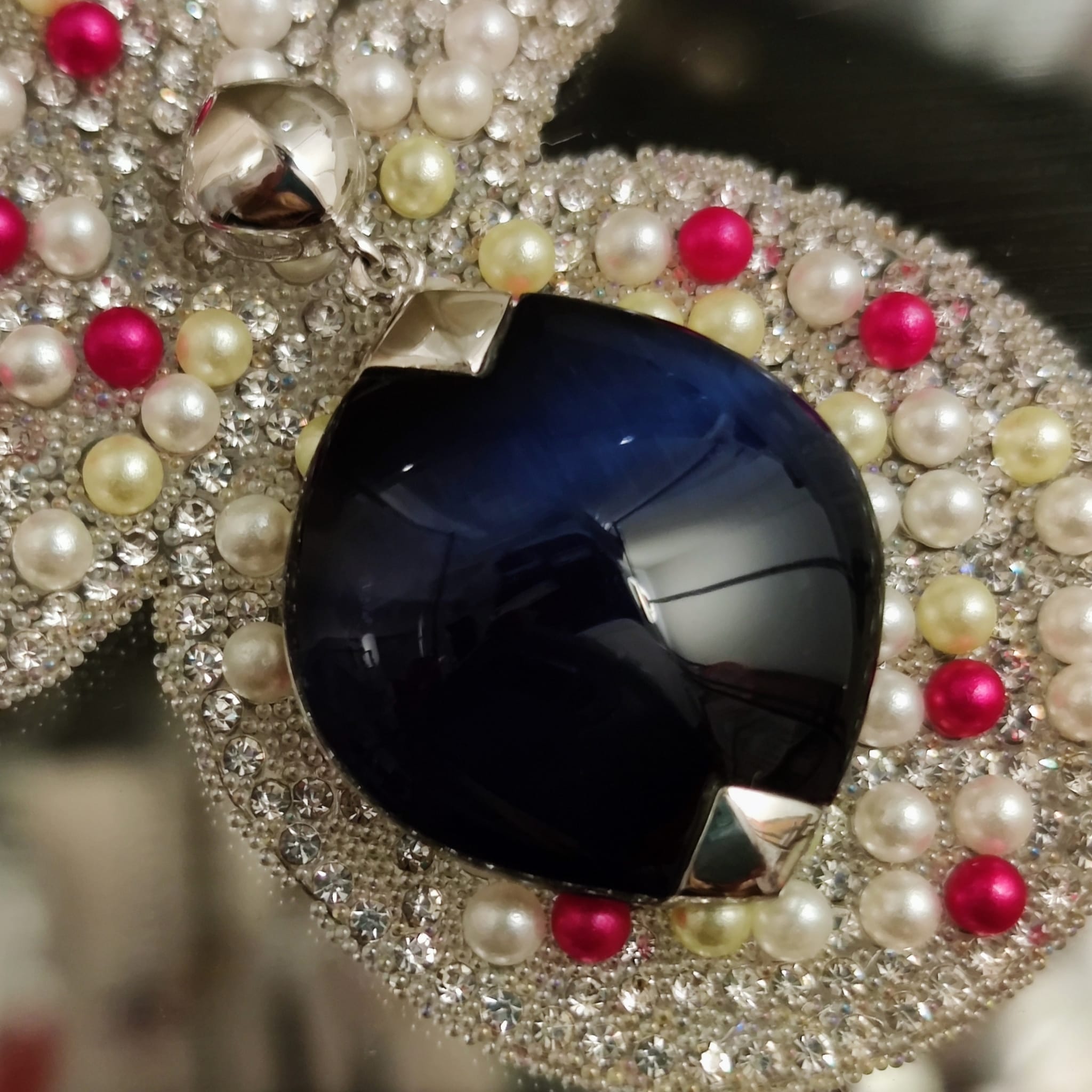 Colgante de Plata Rh con piedra azul oscuro Ojo de Gato 3